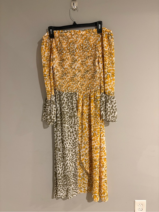 Cato Tops - Cato Leopard Print Split Front Maxi Tunic Women's M Off Shoulder Boho